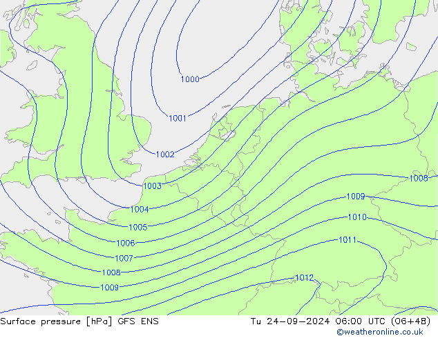 Atmosférický tlak GFS ENS Út 24.09.2024 06 UTC