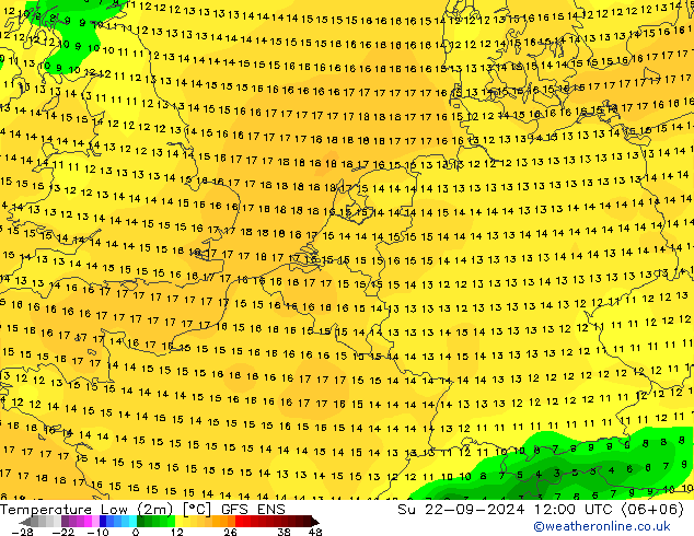 Tiefstwerte (2m) GFS ENS So 22.09.2024 12 UTC