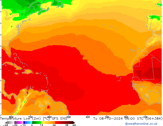 Temperature Low (2m) GFS ENS Tu 08.10.2024 06 UTC