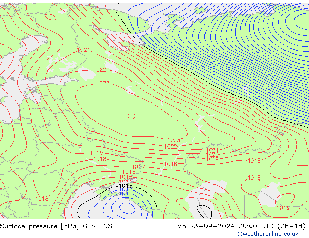 Atmosférický tlak GFS ENS Po 23.09.2024 00 UTC