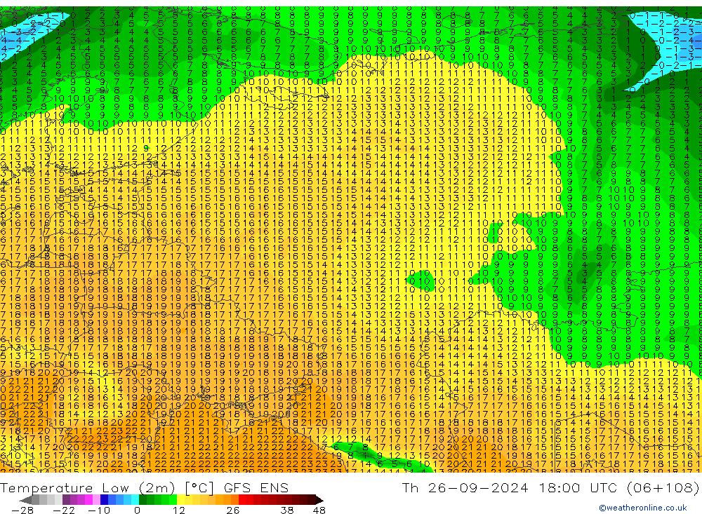 Tiefstwerte (2m) GFS ENS Do 26.09.2024 18 UTC