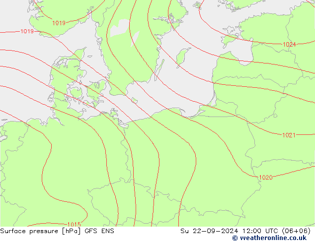 Surface pressure GFS ENS Su 22.09.2024 12 UTC