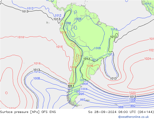 Surface pressure GFS ENS Sa 28.09.2024 06 UTC