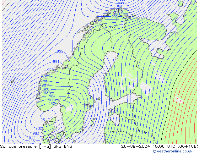 Presión superficial GFS ENS jue 26.09.2024 18 UTC