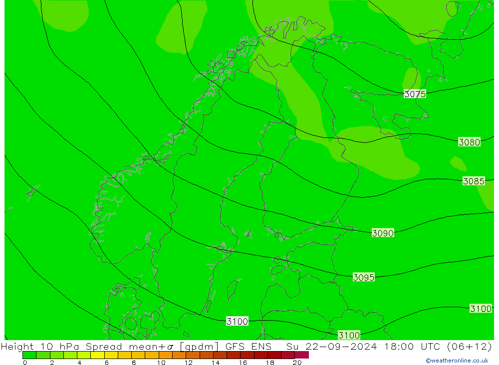 Height 10 hPa Spread GFS ENS So 22.09.2024 18 UTC