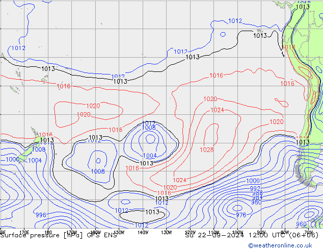 Surface pressure GFS ENS Su 22.09.2024 12 UTC