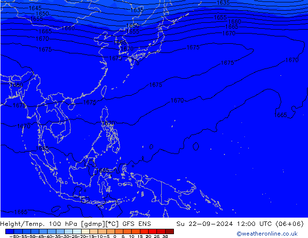 Height/Temp. 100 hPa GFS ENS Su 22.09.2024 12 UTC