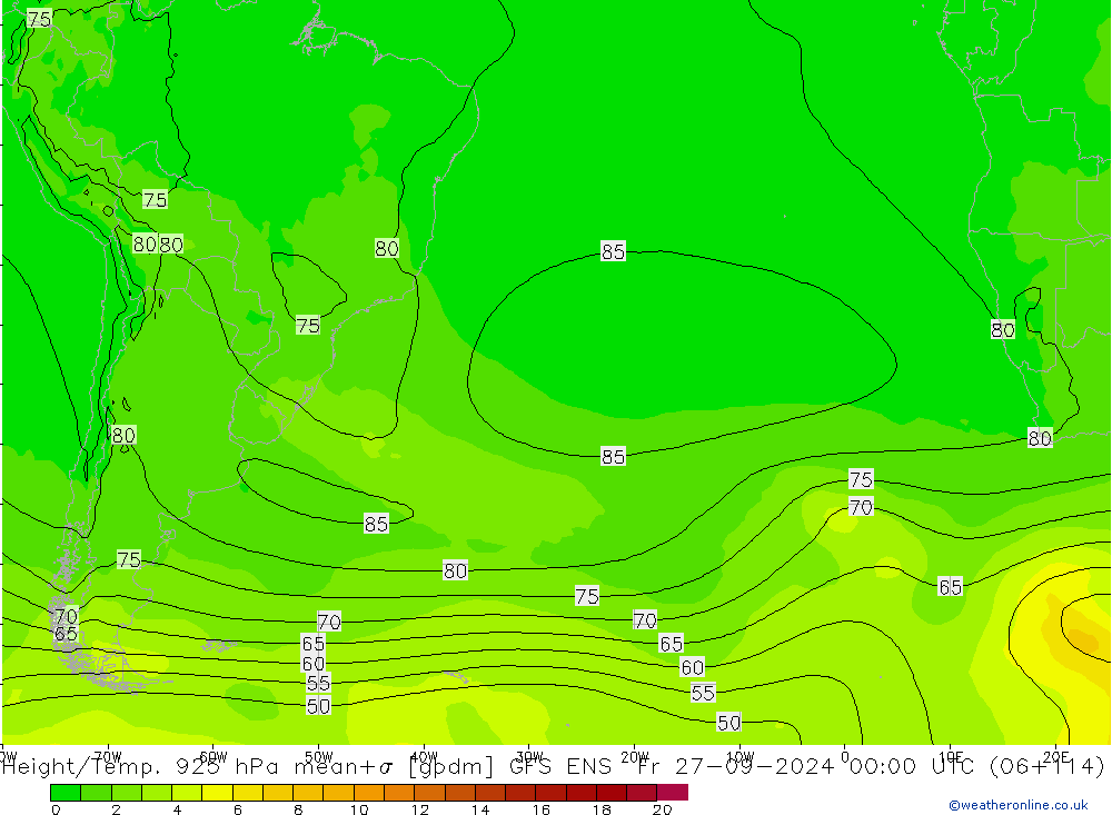 Height/Temp. 925 hPa GFS ENS Fr 27.09.2024 00 UTC