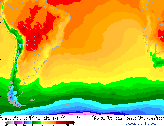 Sıcaklık Haritası (2m) GFS ENS Pzt 30.09.2024 06 UTC