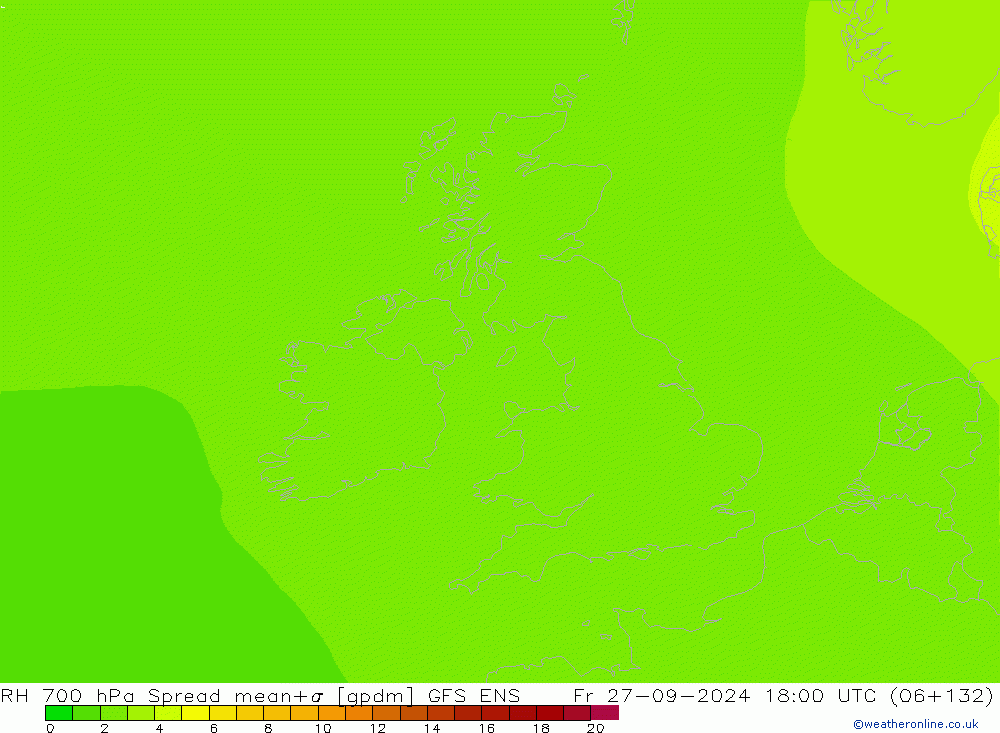 RH 700 hPa Spread GFS ENS Fr 27.09.2024 18 UTC