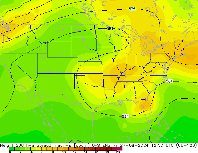 Height 500 hPa Spread GFS ENS Sex 27.09.2024 12 UTC