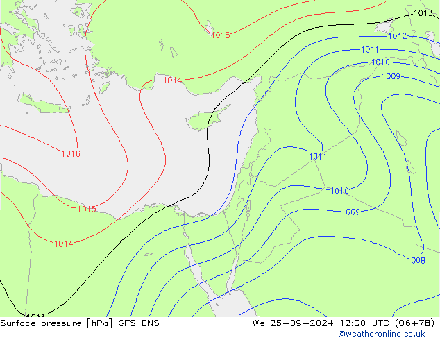 Surface pressure GFS ENS We 25.09.2024 12 UTC