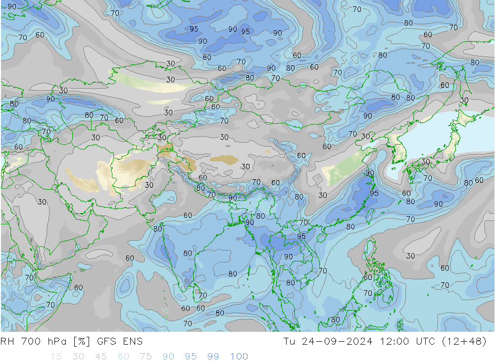 RH 700 hPa GFS ENS Ter 24.09.2024 12 UTC