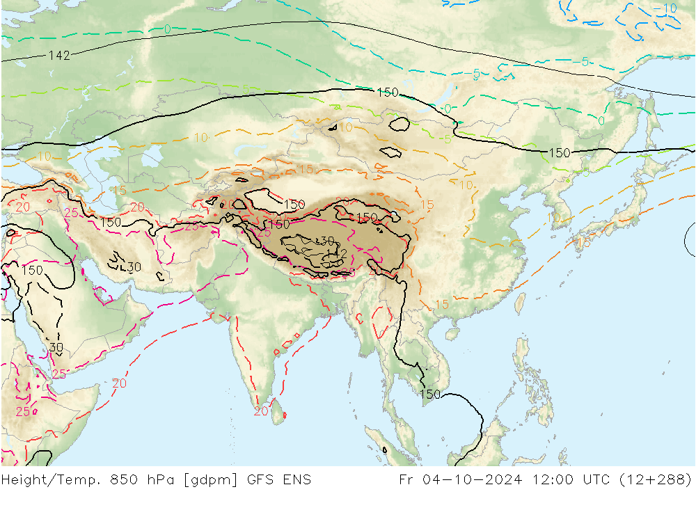 Height/Temp. 850 гПа GFS ENS пт 04.10.2024 12 UTC