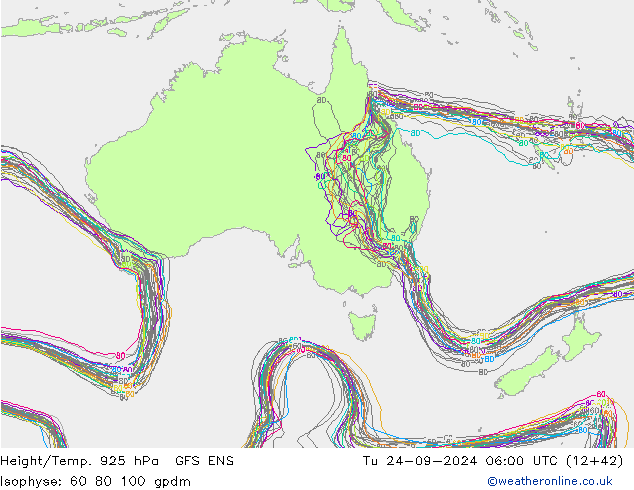 Yükseklik/Sıc. 925 hPa GFS ENS Sa 24.09.2024 06 UTC