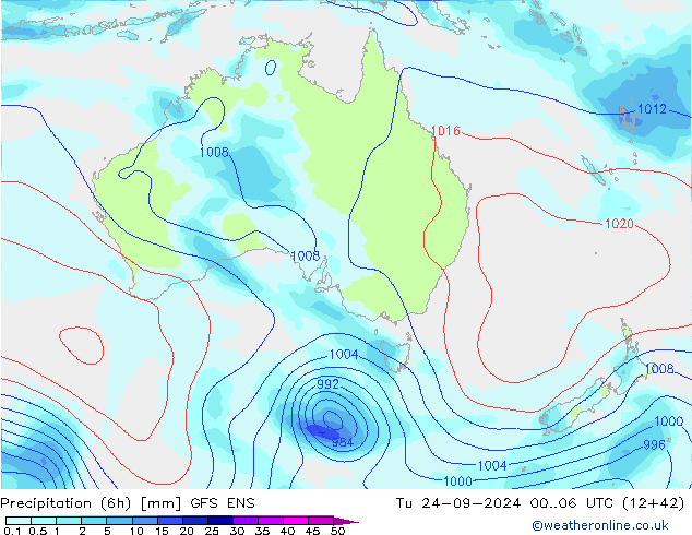 Yağış (6h) GFS ENS Sa 24.09.2024 06 UTC