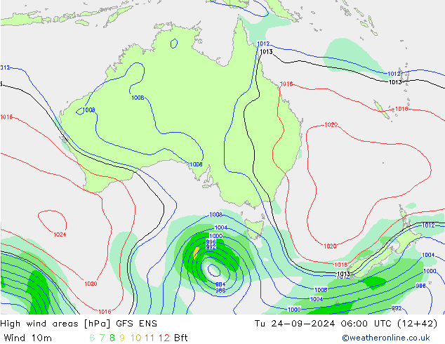 High wind areas GFS ENS  24.09.2024 06 UTC