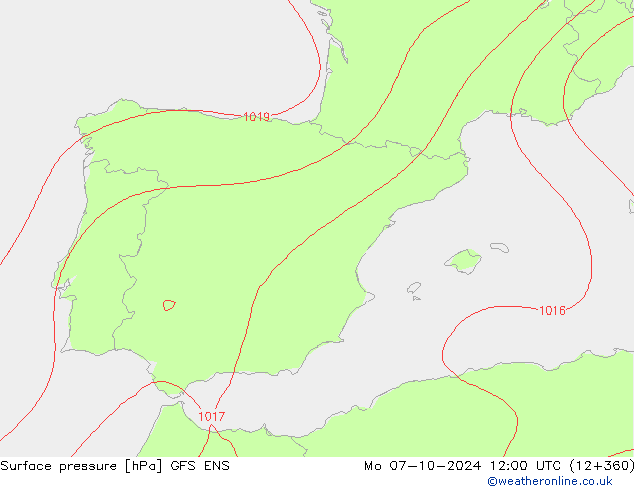 pression de l'air GFS ENS lun 07.10.2024 12 UTC