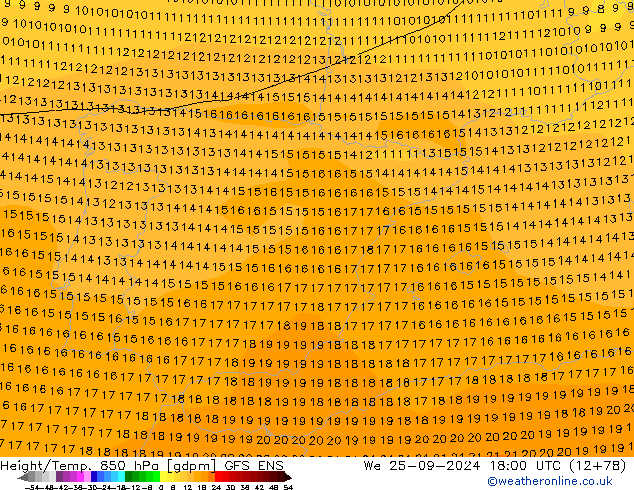 Height/Temp. 850 hPa GFS ENS St 25.09.2024 18 UTC