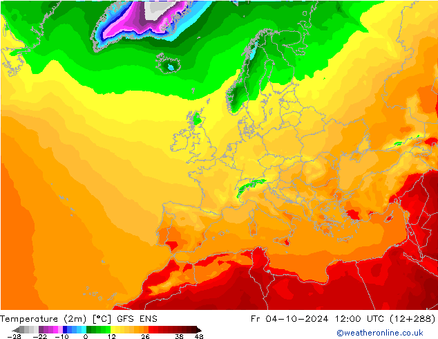 карта температуры GFS ENS пт 04.10.2024 12 UTC