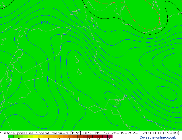 Presión superficial Spread GFS ENS dom 22.09.2024 12 UTC