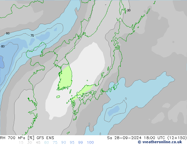 RH 700 hPa GFS ENS Sa 28.09.2024 18 UTC