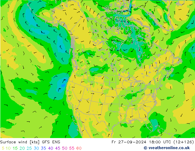 Surface wind GFS ENS Fr 27.09.2024 18 UTC