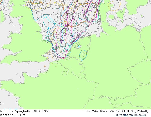 Isotachen Spaghetti GFS ENS Di 24.09.2024 12 UTC