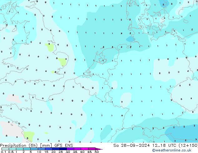 Precipitation (6h) GFS ENS Sa 28.09.2024 18 UTC