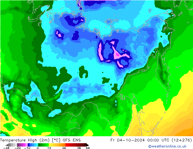 Temperature High (2m) GFS ENS Fr 04.10.2024 00 UTC