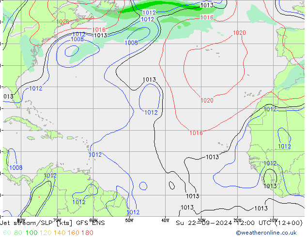 Jet stream/SLP GFS ENS Su 22.09.2024 12 UTC