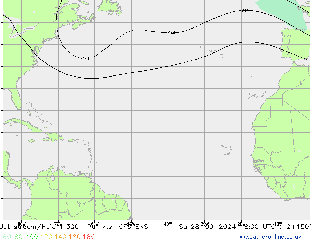 Jet stream/Height 300 hPa GFS ENS Sa 28.09.2024 18 UTC