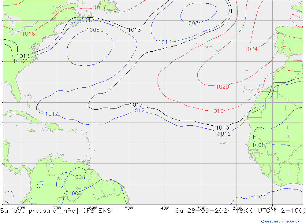 Surface pressure GFS ENS Sa 28.09.2024 18 UTC