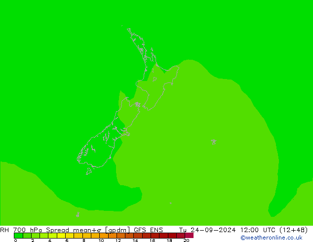 RH 700 hPa Spread GFS ENS Tu 24.09.2024 12 UTC