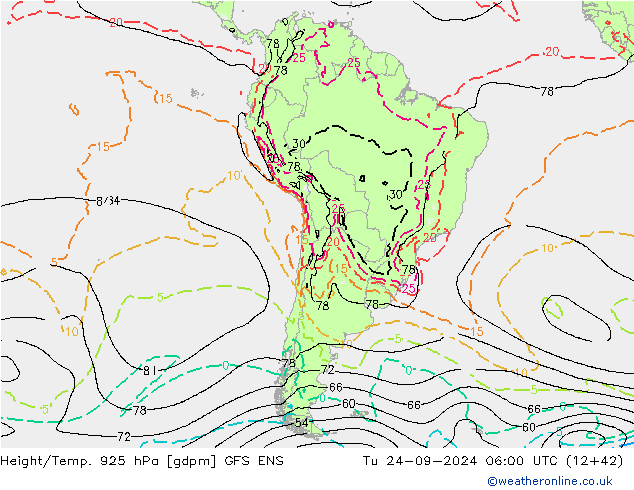 Hoogte/Temp. 925 hPa GFS ENS di 24.09.2024 06 UTC