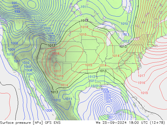 Presión superficial GFS ENS mié 25.09.2024 18 UTC