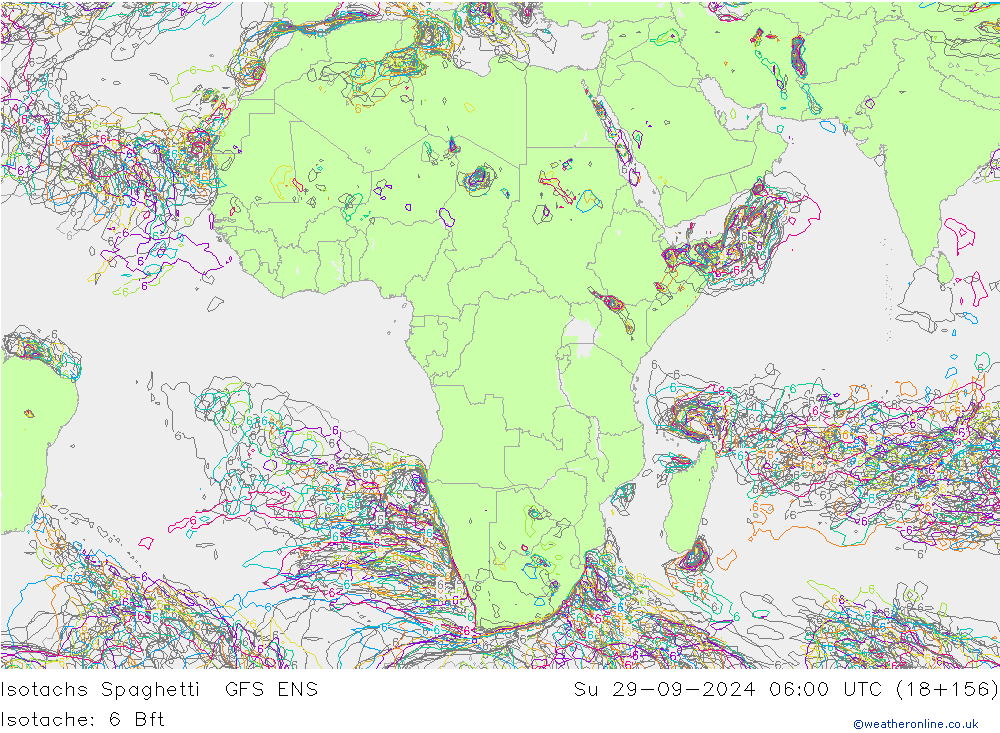 Isotachs Spaghetti GFS ENS Su 29.09.2024 06 UTC