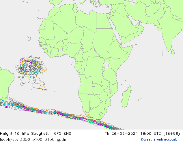 Height 10 hPa Spaghetti GFS ENS Th 26.09.2024 18 UTC