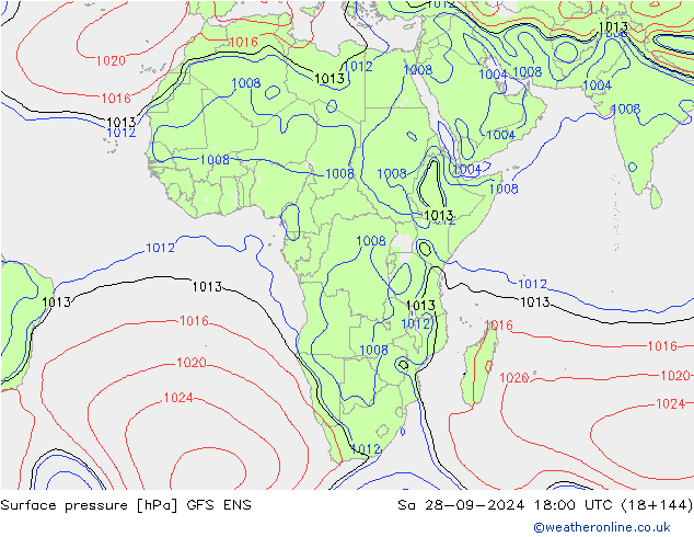 Pressione al suolo GFS ENS sab 28.09.2024 18 UTC