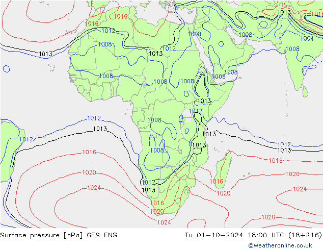 Surface pressure GFS ENS Tu 01.10.2024 18 UTC