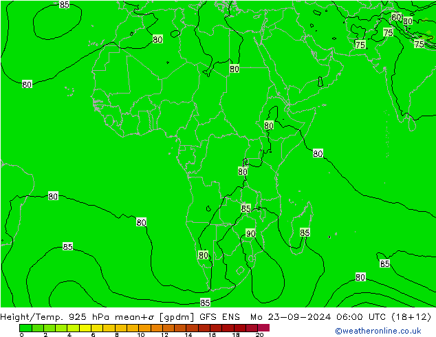 Height/Temp. 925 hPa GFS ENS Po 23.09.2024 06 UTC