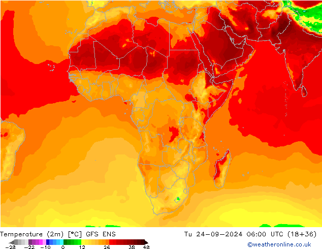 Temperature (2m) GFS ENS Tu 24.09.2024 06 UTC