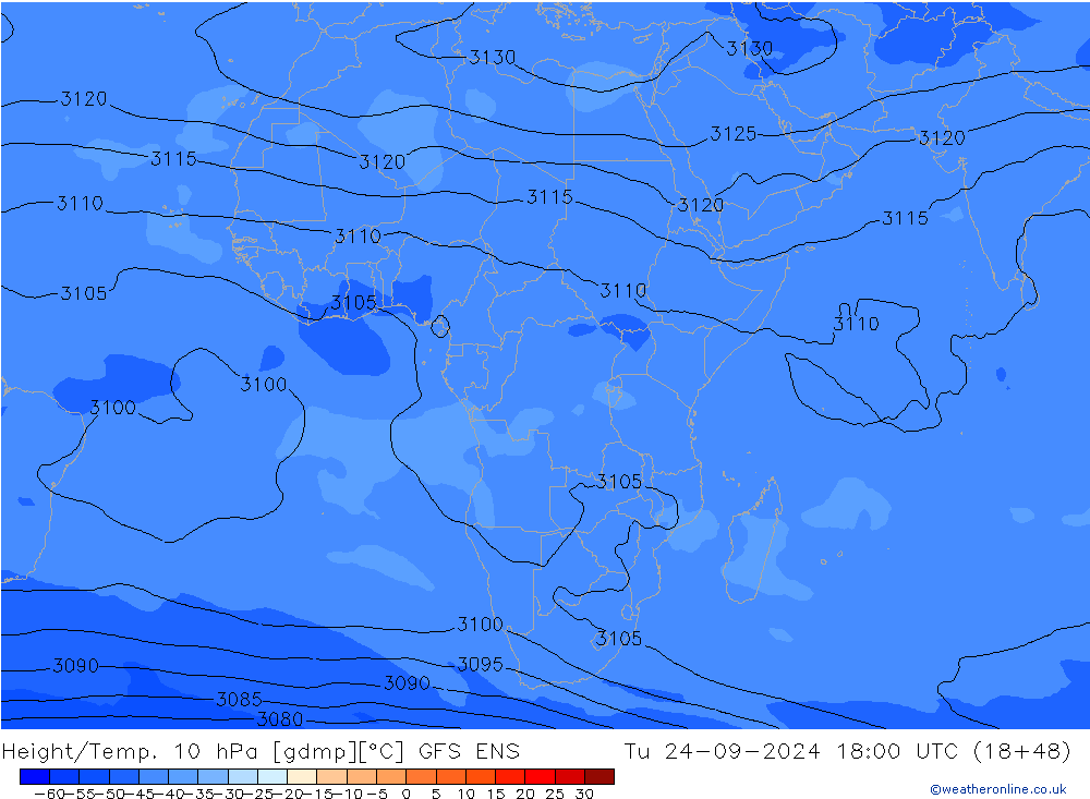 Height/Temp. 10 hPa GFS ENS Tu 24.09.2024 18 UTC