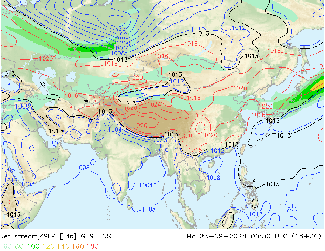 Prąd strumieniowy GFS ENS pon. 23.09.2024 00 UTC