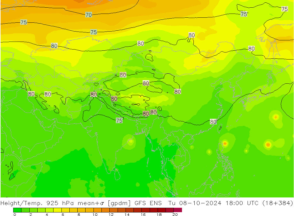 Height/Temp. 925 hPa GFS ENS mar 08.10.2024 18 UTC