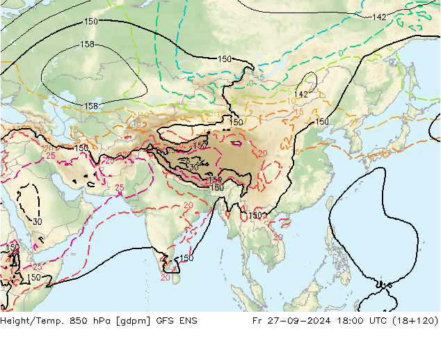 Height/Temp. 850 hPa GFS ENS  27.09.2024 18 UTC