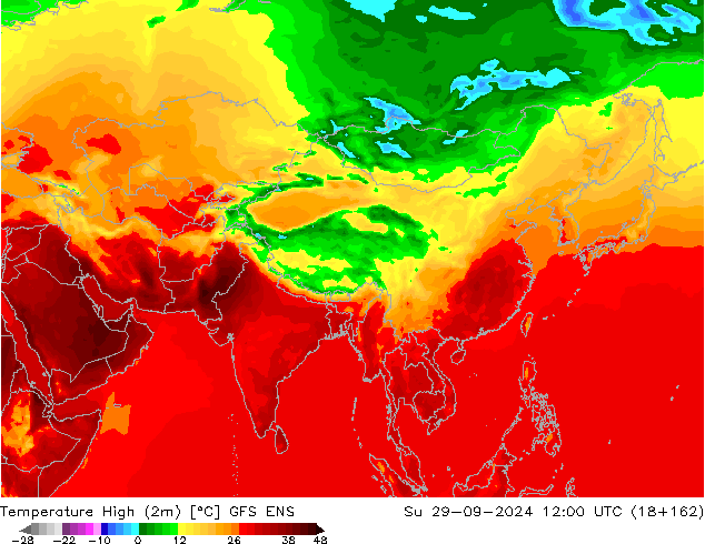 Maksimum Değer (2m) GFS ENS Paz 29.09.2024 12 UTC