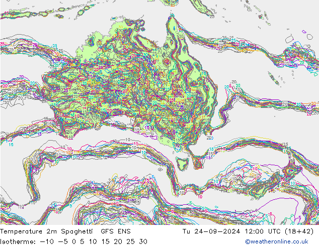 Sıcaklık Haritası 2m Spaghetti GFS ENS Sa 24.09.2024 12 UTC