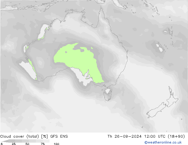 Cloud cover (total) GFS ENS Th 26.09.2024 12 UTC