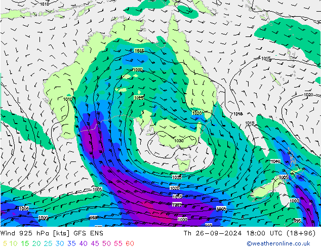 Wind 925 hPa GFS ENS Th 26.09.2024 18 UTC